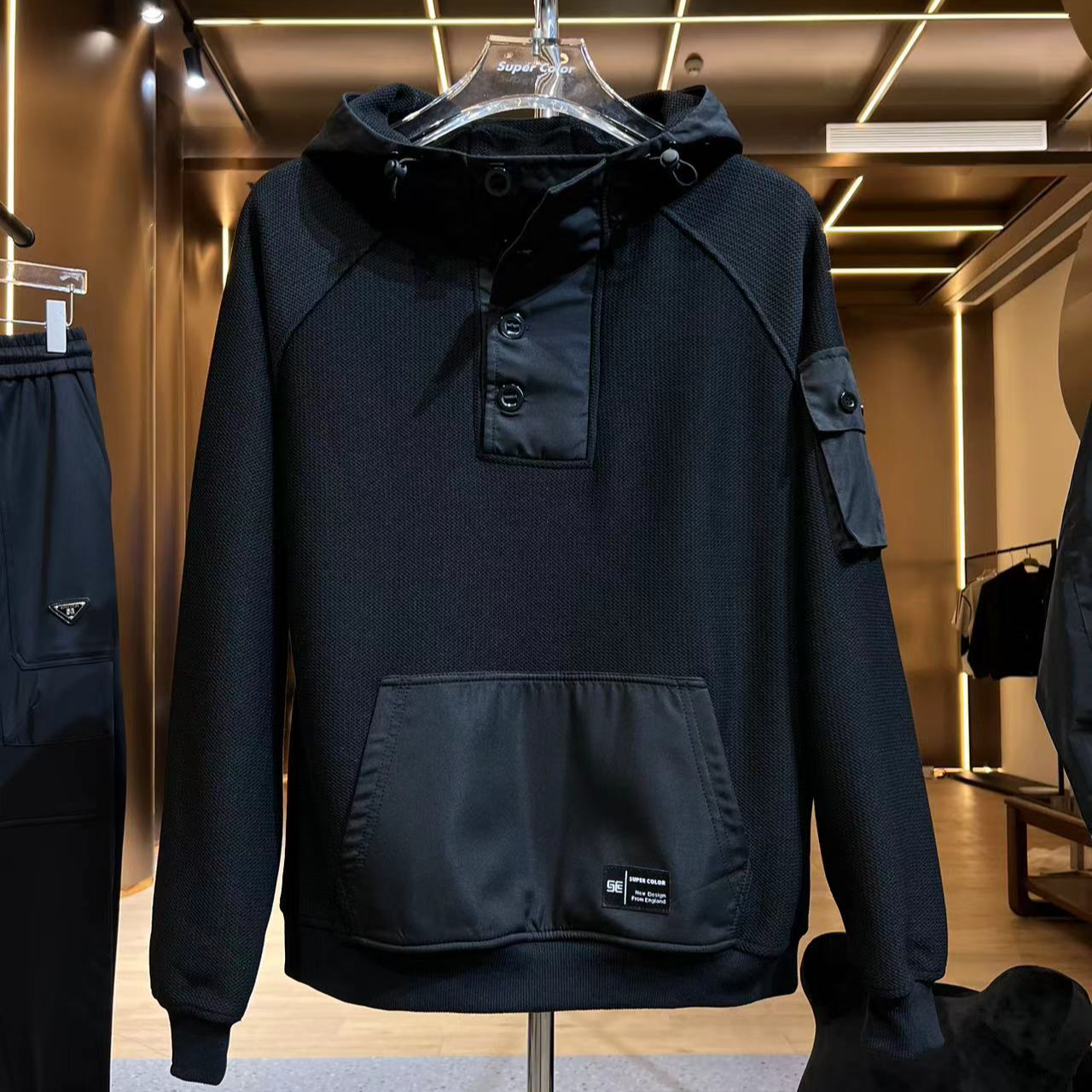 supercolor【黑武士排扣卫衣】25ss/早秋新款潮牌排扣休闲连帽卫衣1