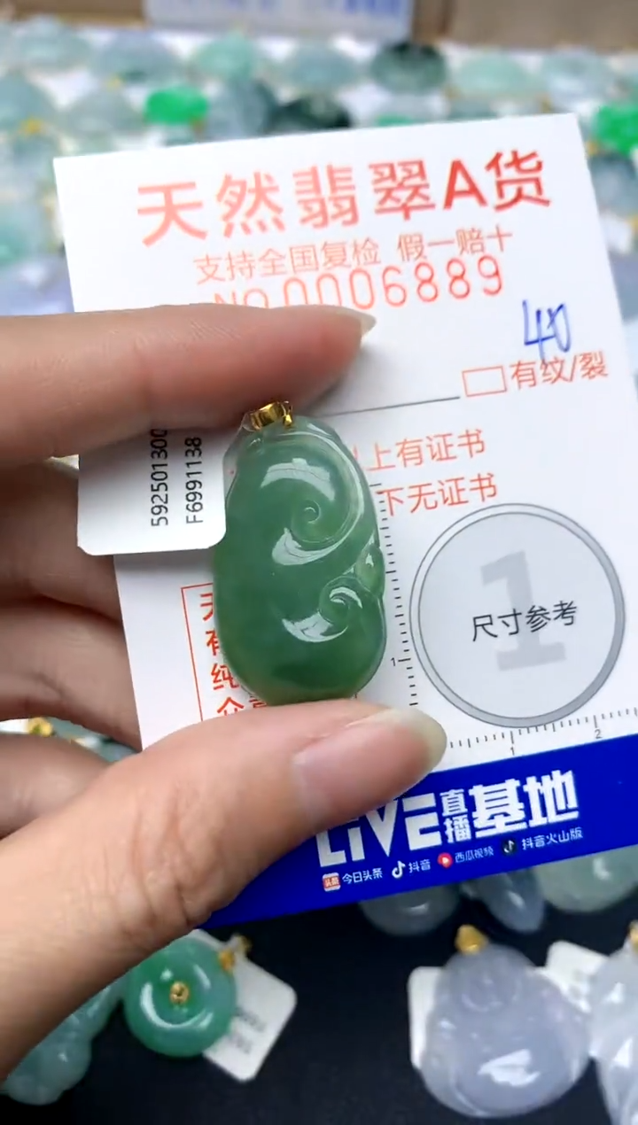 【闪购商品】翡翠颈饰18K金镶嵌40天然A货翡翠