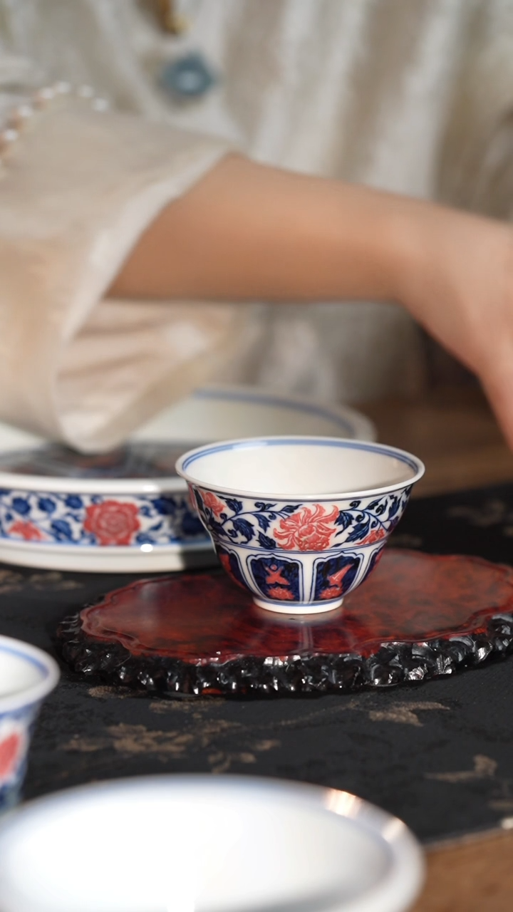 M沐茗古韵缠枝牡丹福禄杯