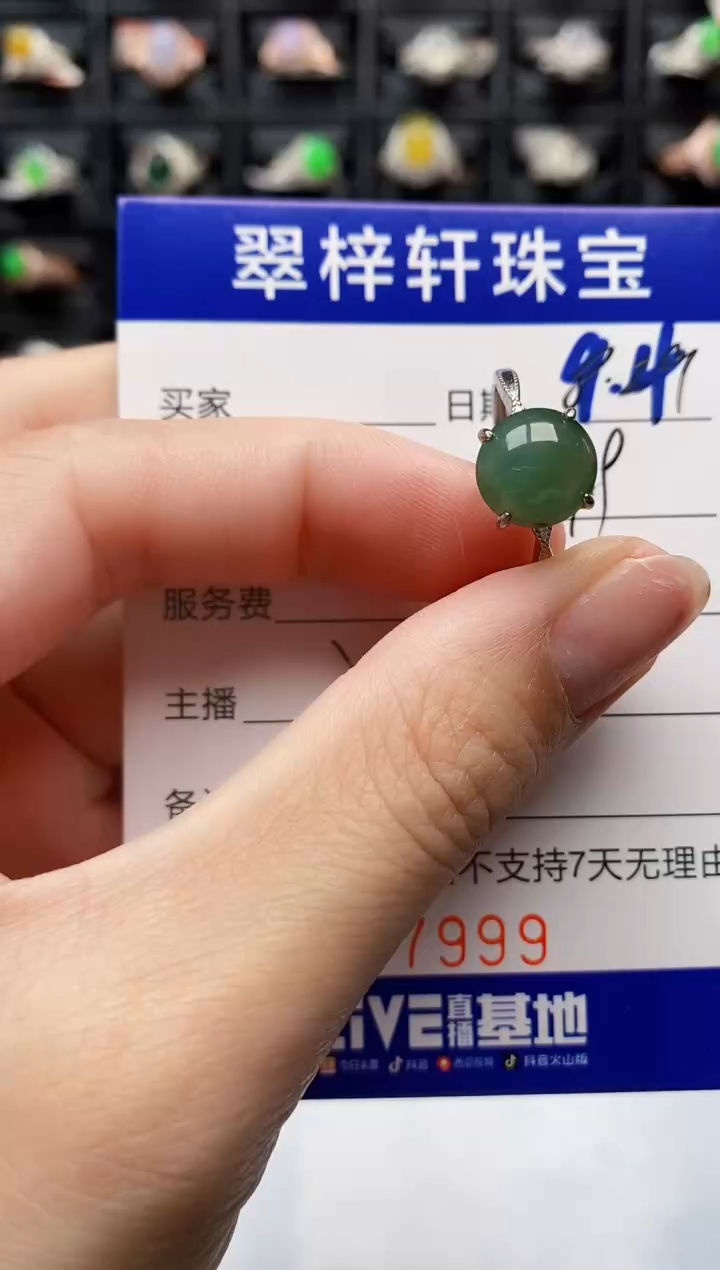 银S925镶嵌戒指翡翠7999