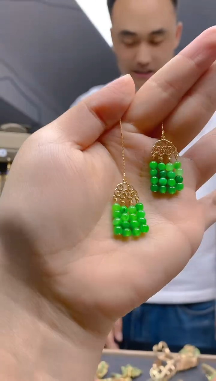 翡翠合金耳饰0295翡翠耳线
