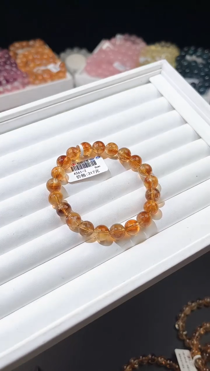 【闪购商品】水晶手链未镶嵌多样性发一黄塔9mm