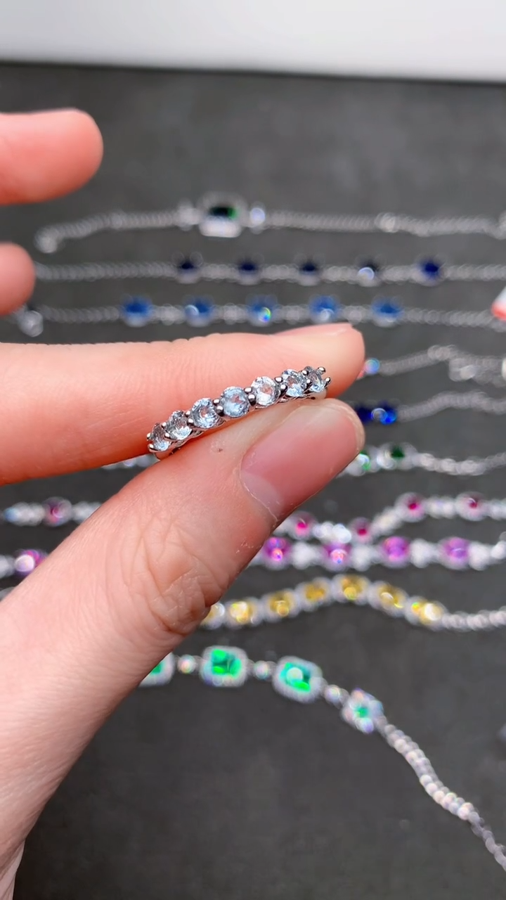 【闪购商品】海蓝宝石戒指银S925镶嵌.....