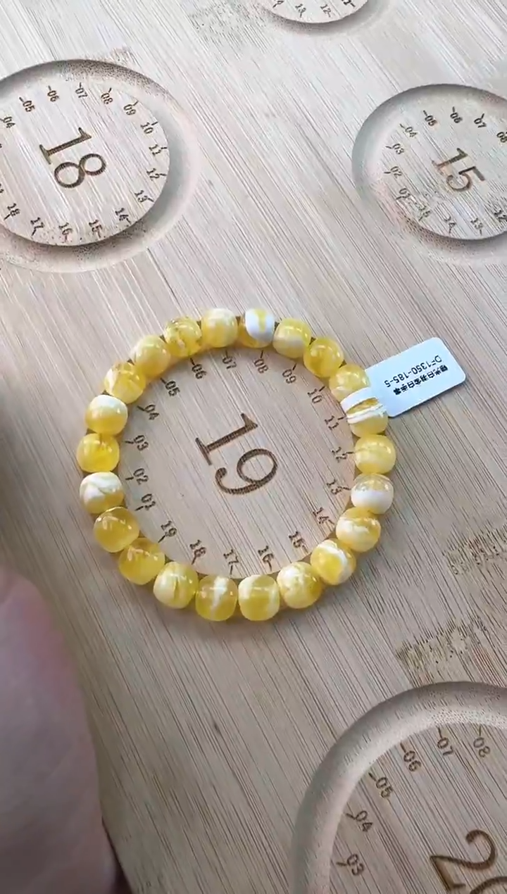 手串蜜蜡足金镶嵌清***黄蜜蜡手串