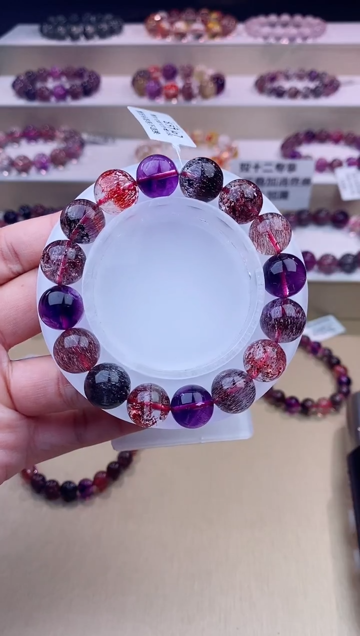 未镶嵌手串水晶黑加仑超七单圈12m+