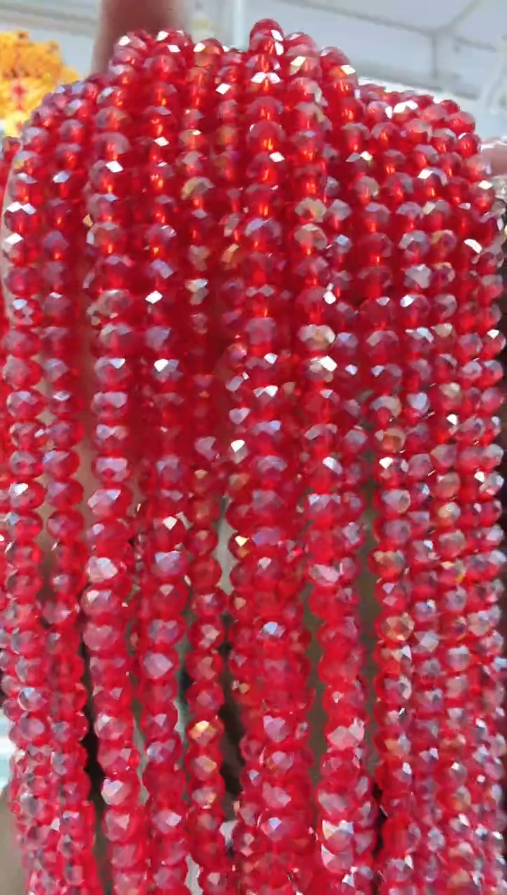 玻璃A38卡6水晶扁10条AB彩大红