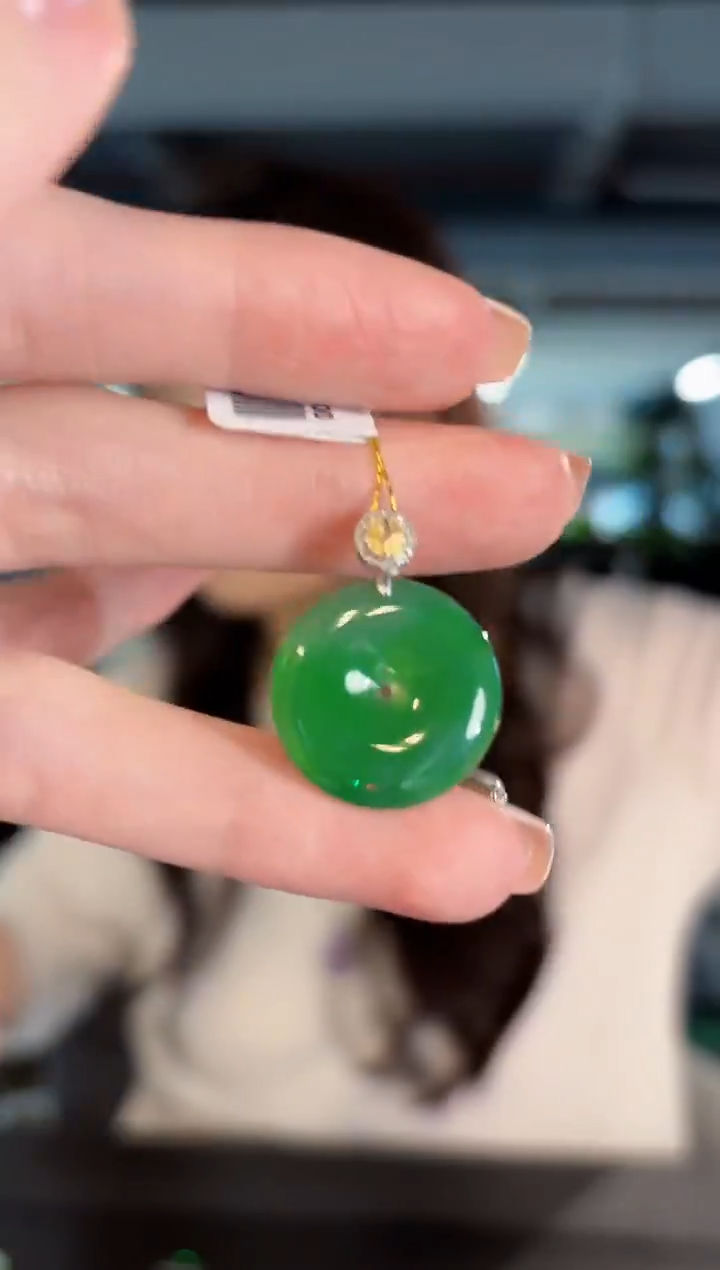 吊坠(不含链)18K金镶嵌翡翠 缅甸A货/支持复检/一件