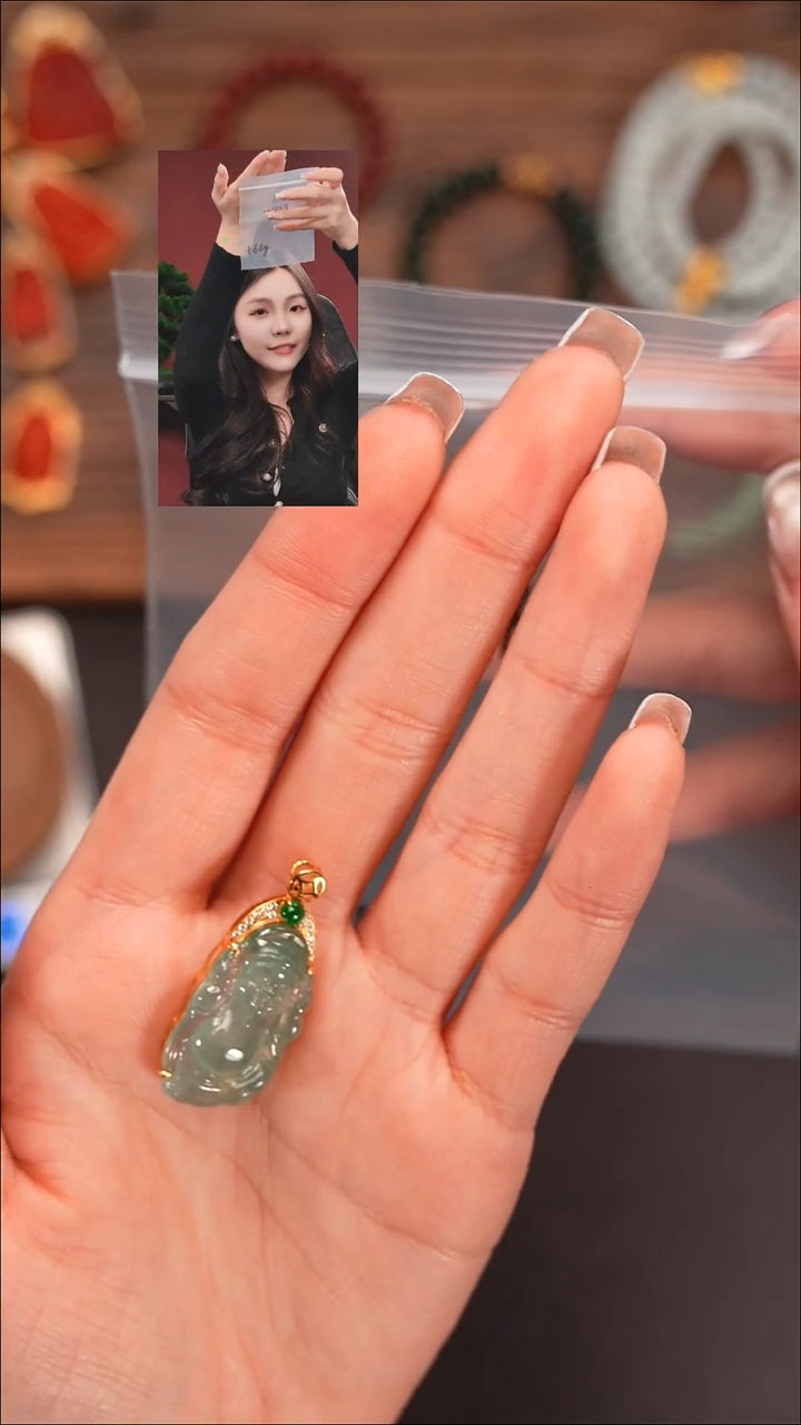 吊坠(不含链)18K金镶嵌翡翠离**退遇见文玩品质回血