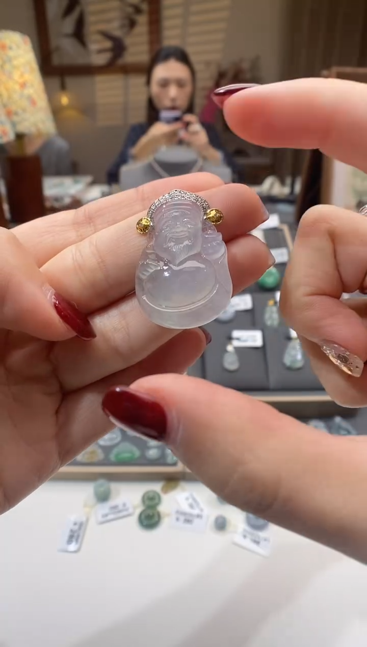 【闪购商品】翡翠颈饰18K金镶嵌财神