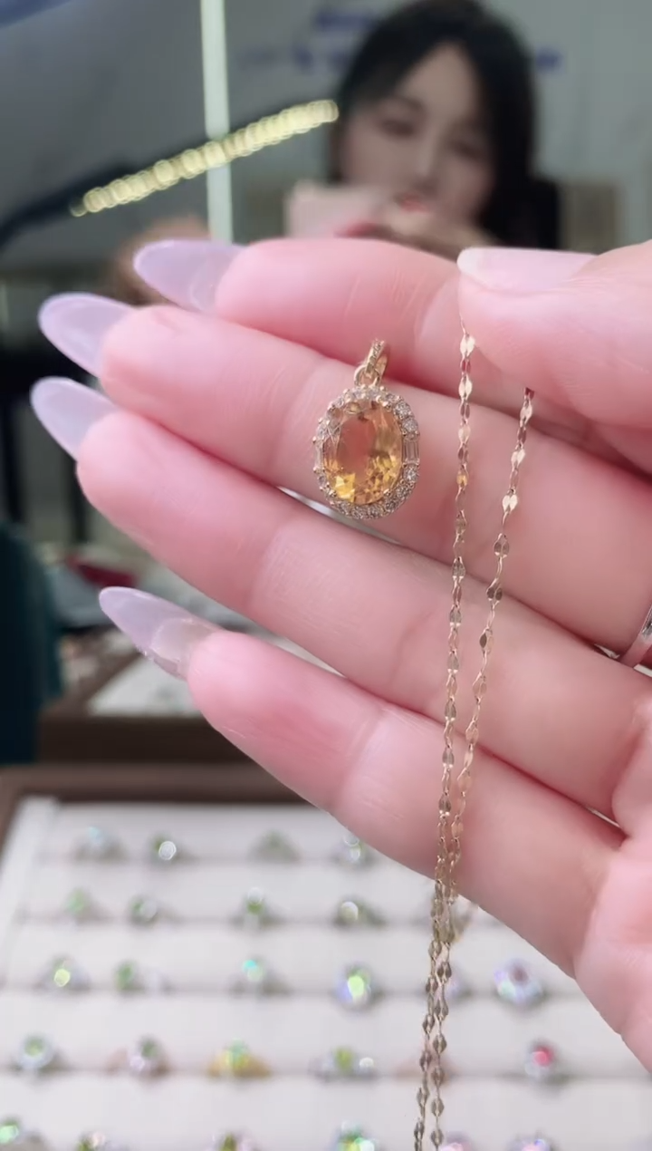 【闪购商品】黄晶颈饰银S925镶嵌1-56  