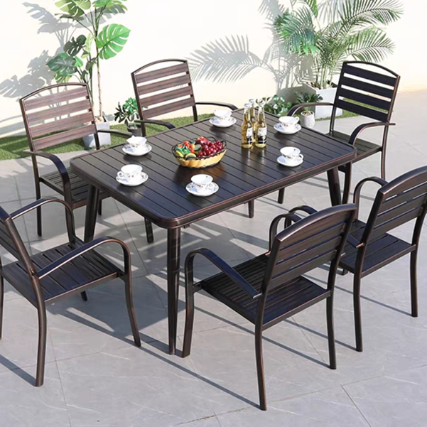 户外桌椅别墅庭院露天阳台铝合金休闲简约室外可拉伸铸铝桌椅