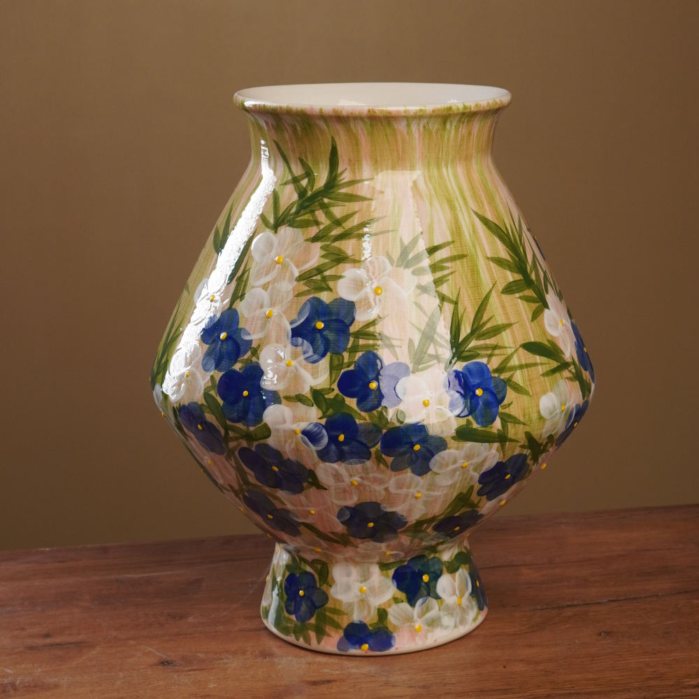 『087』3274-大飞碟瓶勿忘我花瓶（口13，高27）