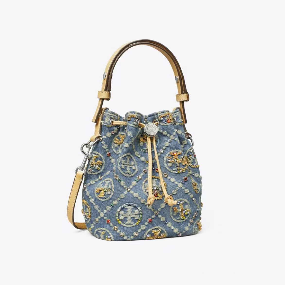  tory burch/ 汤丽柏琦TMONOGRAM 迷你牛仔水桶包174266-500