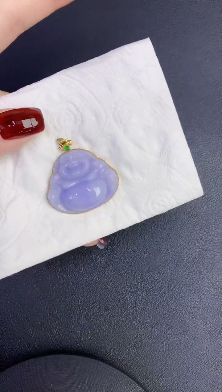 颈饰18K金镶嵌翡翠缅甸天然翡翠a货