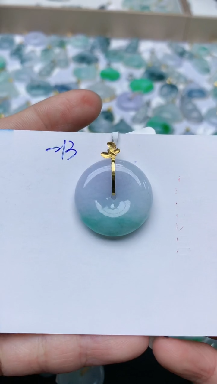 【闪购商品】翡翠颈饰18K金镶嵌天然翡翠A货    213