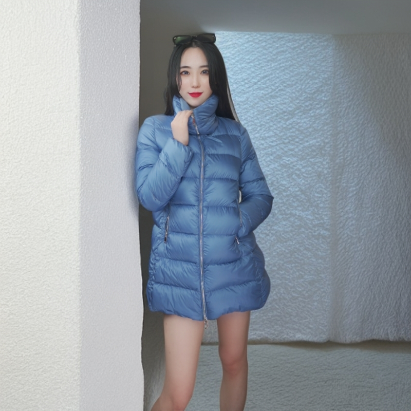 99新 MONCLER Torcyn蓝色立领羽绒服 0码00037