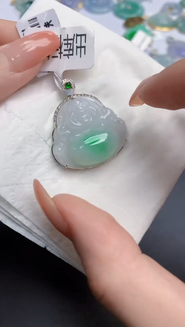 【闪购商品】翡翠颈饰18K金镶嵌天然缅甸翡翠A货