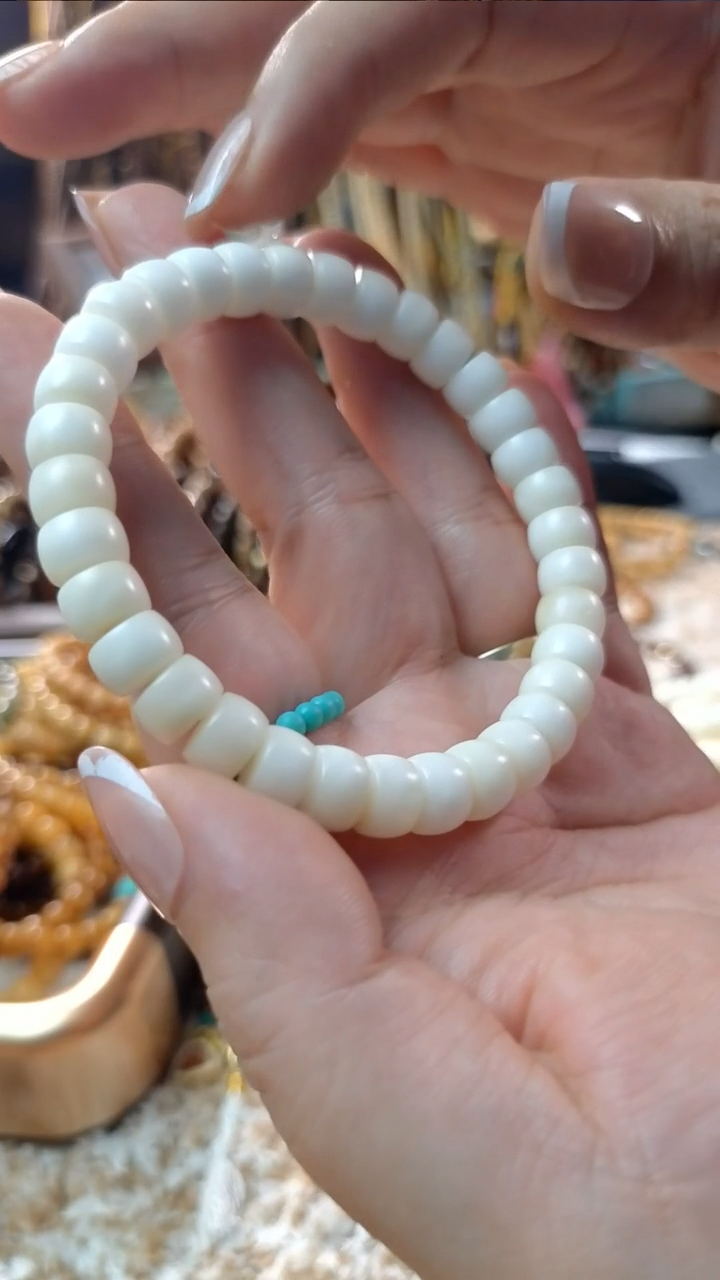 龙眼菩提手串龙脊菩提骨瓷白药片手串