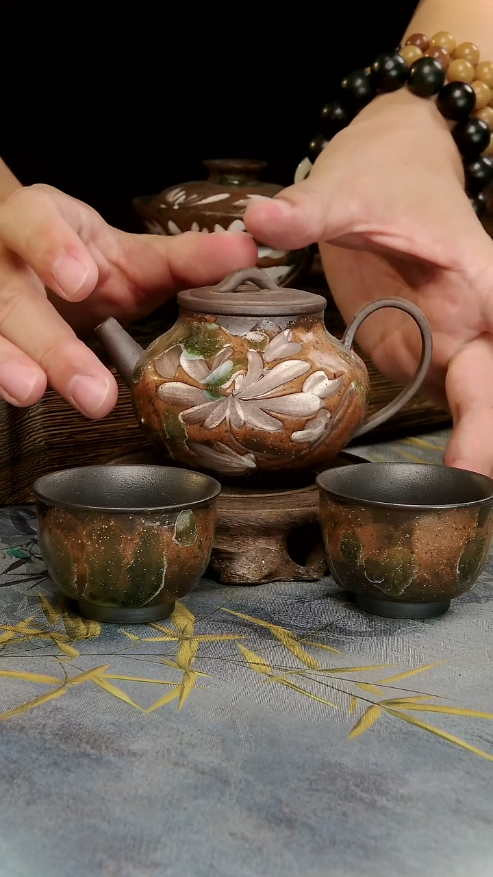 亘古茶具柴烧精品@滴釉组合