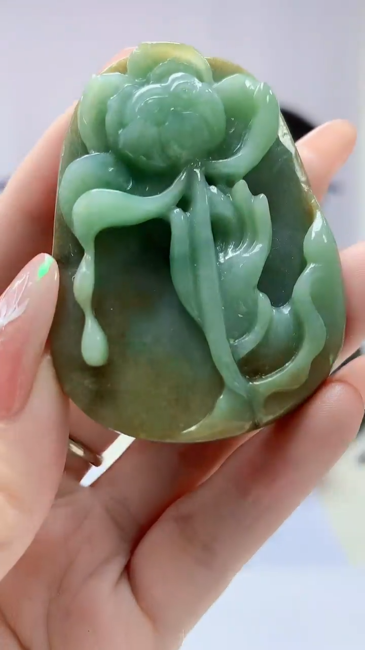 【闪购商品】定制翡翠未镶嵌5152DD-毛货挂件24