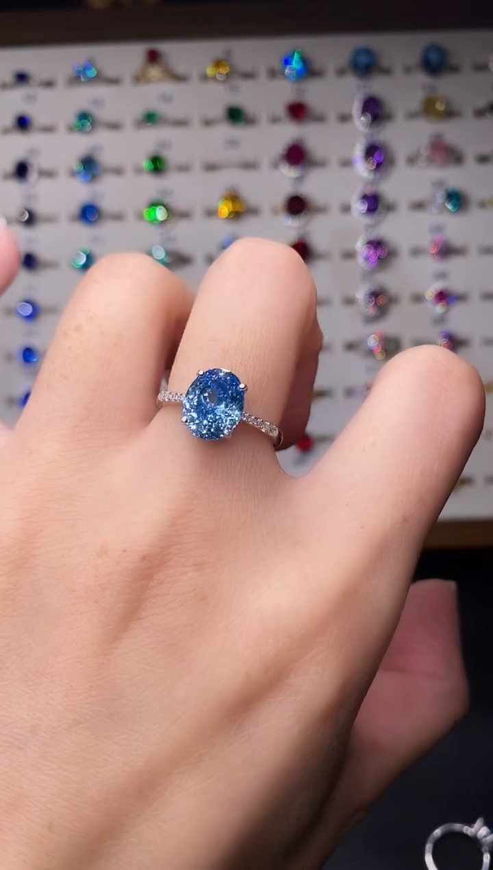 5克拉海蓝宝石（处理）欧美风戒指