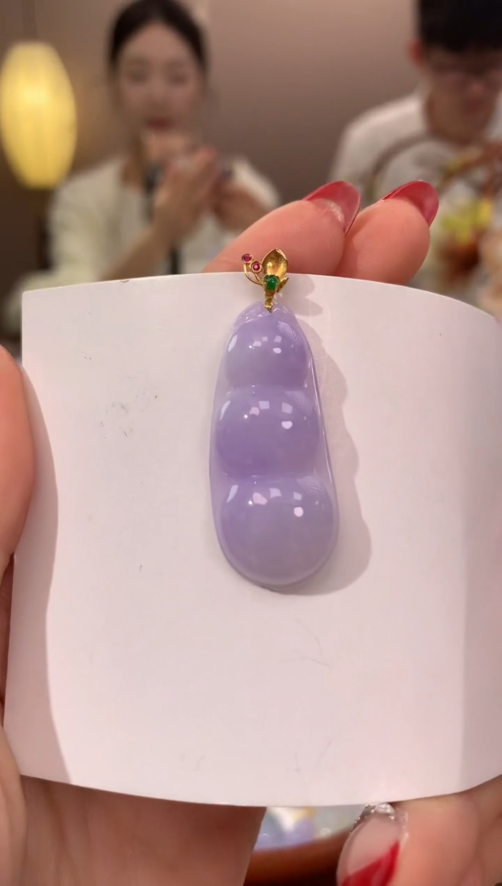 【闪购商品】翡翠颈饰18K金镶嵌天然缅甸a货翡翠