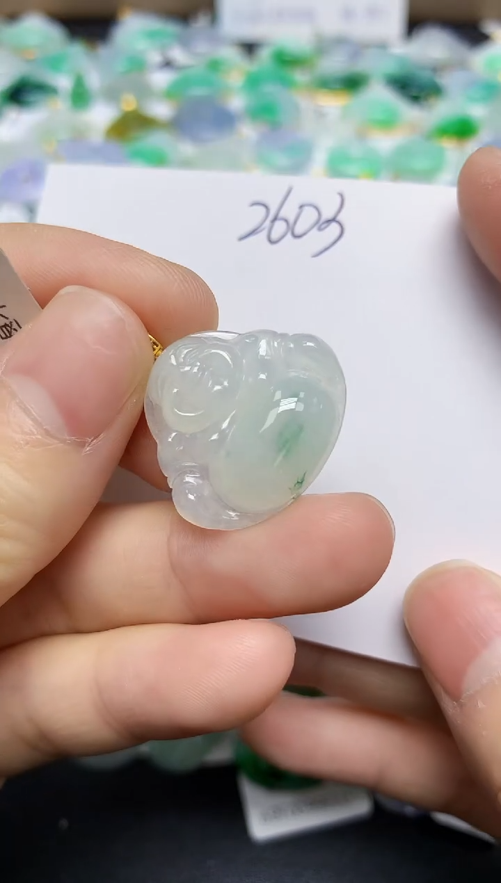 翡翠18K金镶嵌颈饰天然缅甸翡翠A货