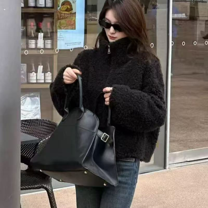 （可妮六周年）~#081 纯色净面的皮毛一体外套 