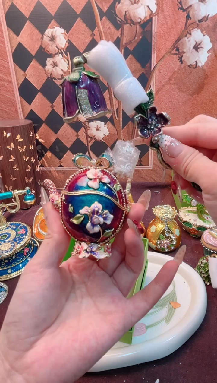 锌合金珐琅彩首饰盒摆件默认微瑕不退不换～