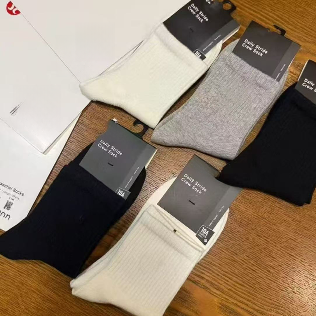 露露厚款吸汗秋季冬季春季中筒袜2黑2灰1白