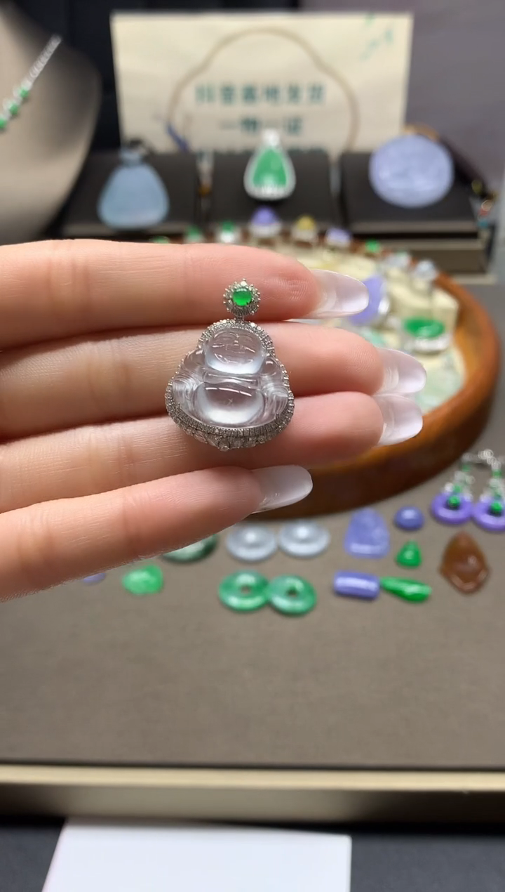 【闪购商品】翡翠吊坠(不含链)18K金镶嵌挂件