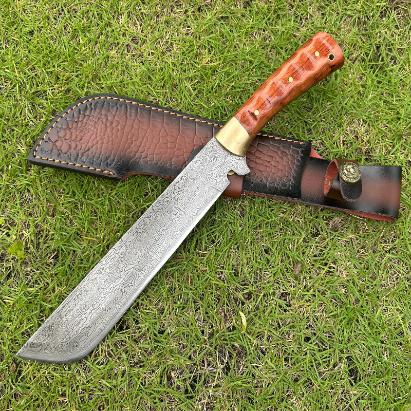 大马士革百炼花纹钢手工锻打柴刀