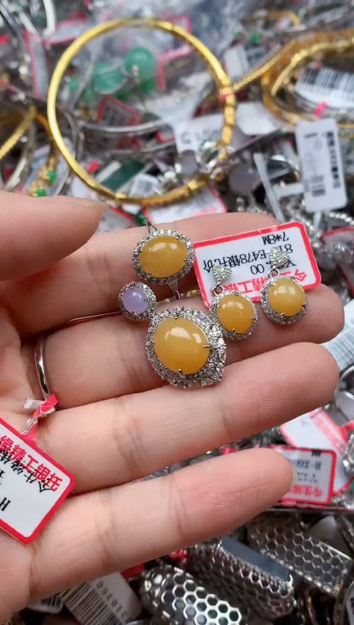 银S925镶嵌戒指翡翠天然A货缅甸翡翠