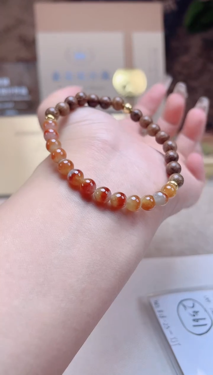 手串翡翠18K金镶嵌珠串