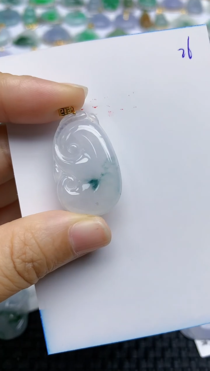 【闪购商品】翡翠挂件18K金镶嵌天然A货翡翠 26