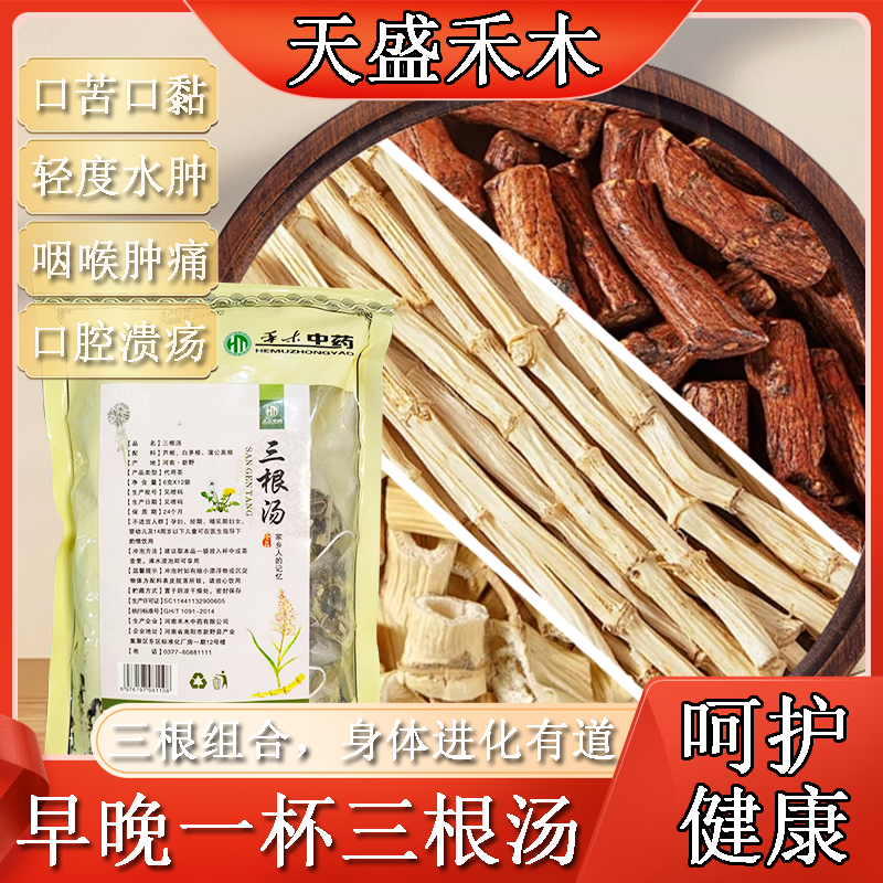 天盛禾木三根汤72g芦根白茅根蒲公英根火气中药材组合方