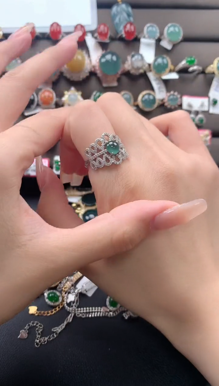 【闪购商品】翡翠戒指银S925镶嵌32132131