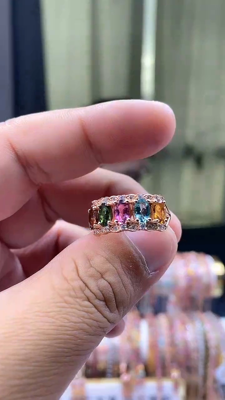 【闪购商品】碧玺戒指银S925镶嵌35454345345354