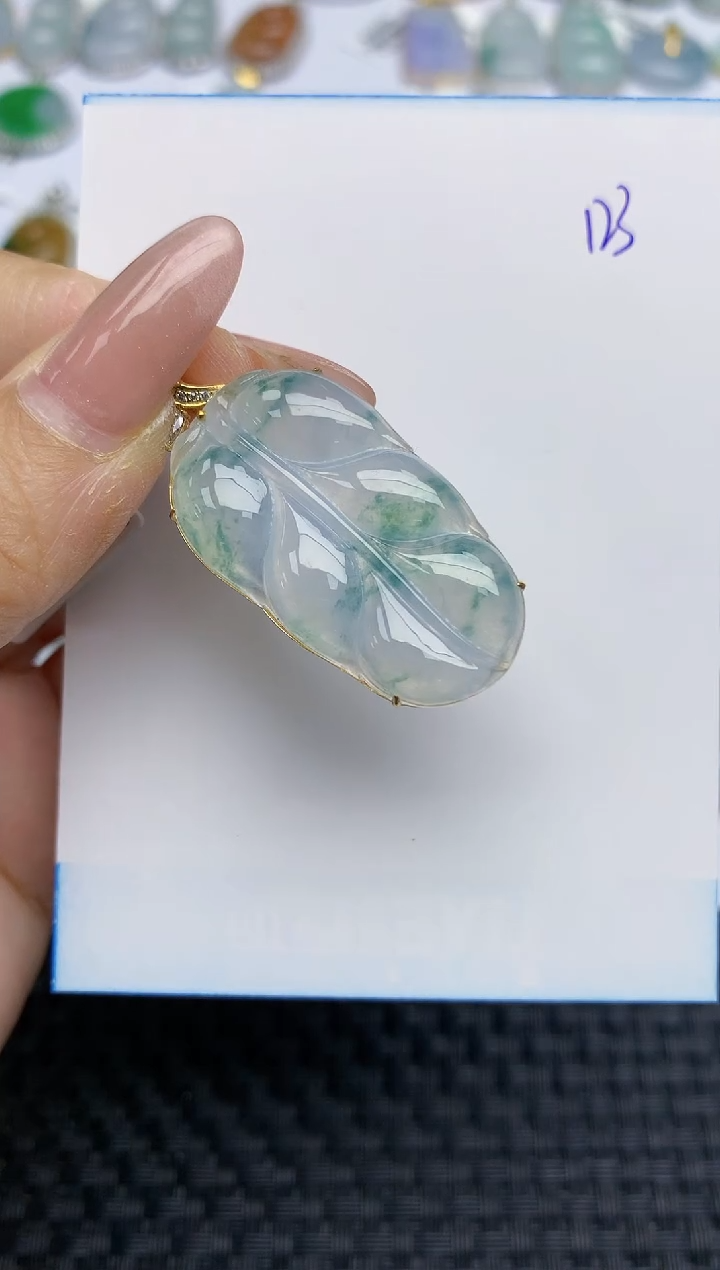 【闪购商品】翡翠颈饰18K金镶嵌天然A货翡翠 123