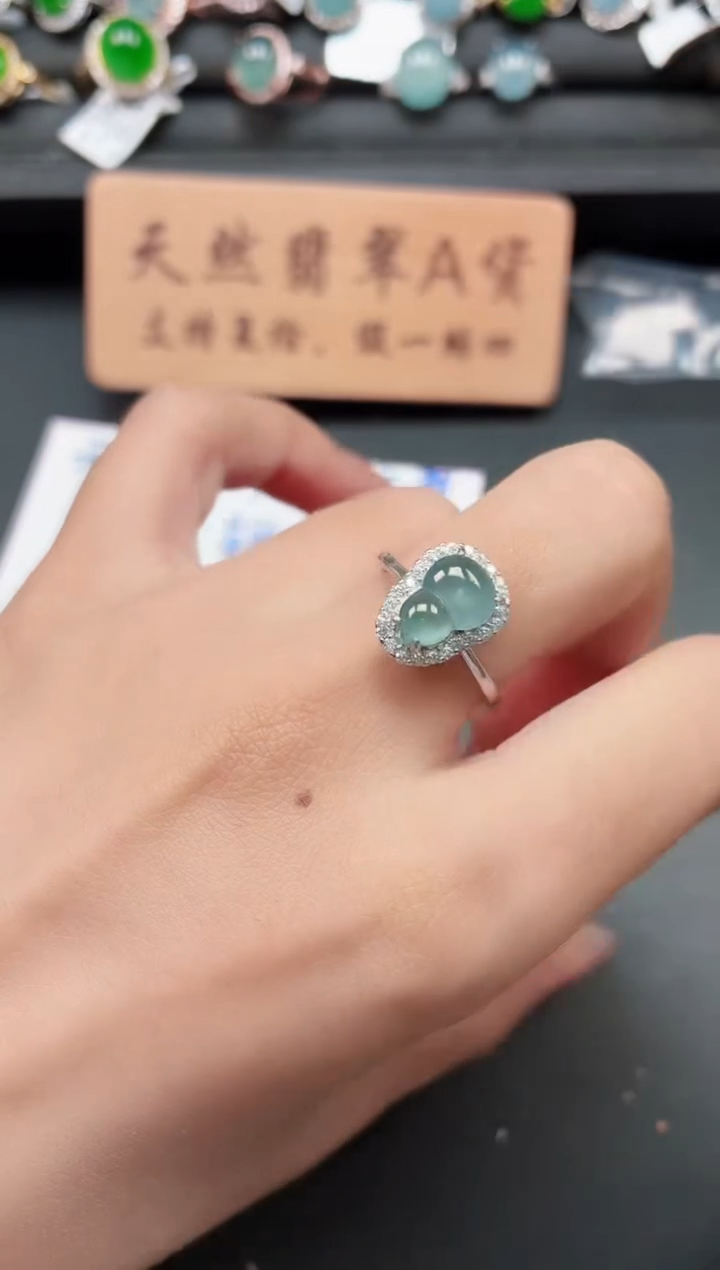银S925镶嵌戒指翡翠1