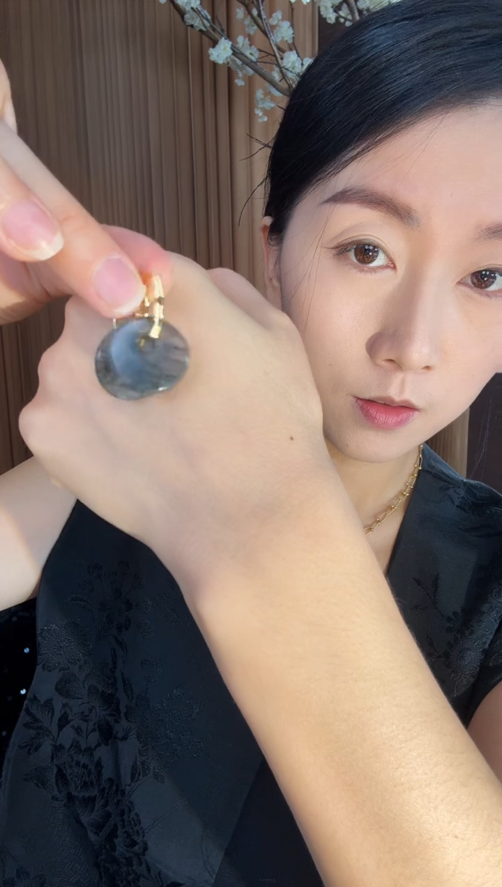 银S925镶嵌翡翠耳饰C***y耳饰