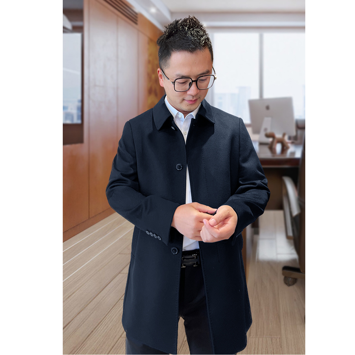 100%山羊绒商务男装行政大衣