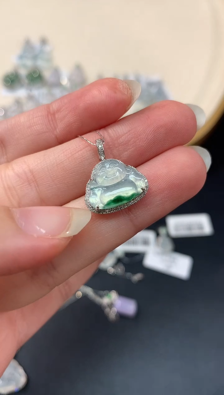 【闪购商品】翡翠吊坠(不含链)18K金镶嵌佛公A42|2980