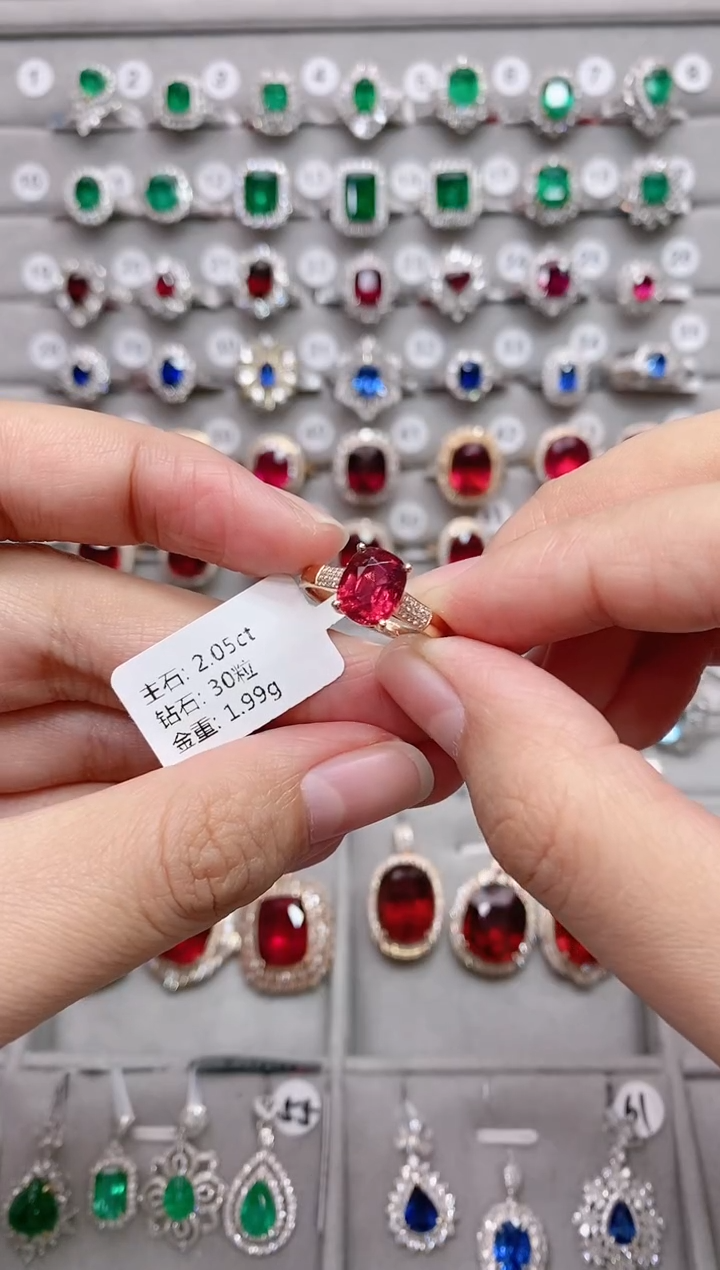 【闪购商品】红色碧玺18K金戒指18K金镶嵌.