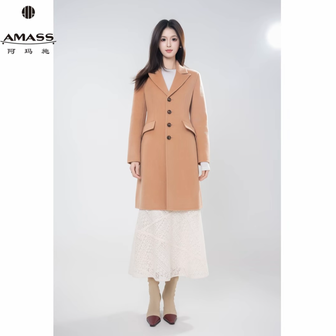 AMASS/阿玛施新款秋冬气质复古经典大衣540038