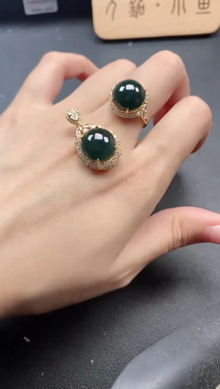 银S925镶嵌戒指翡翠54511