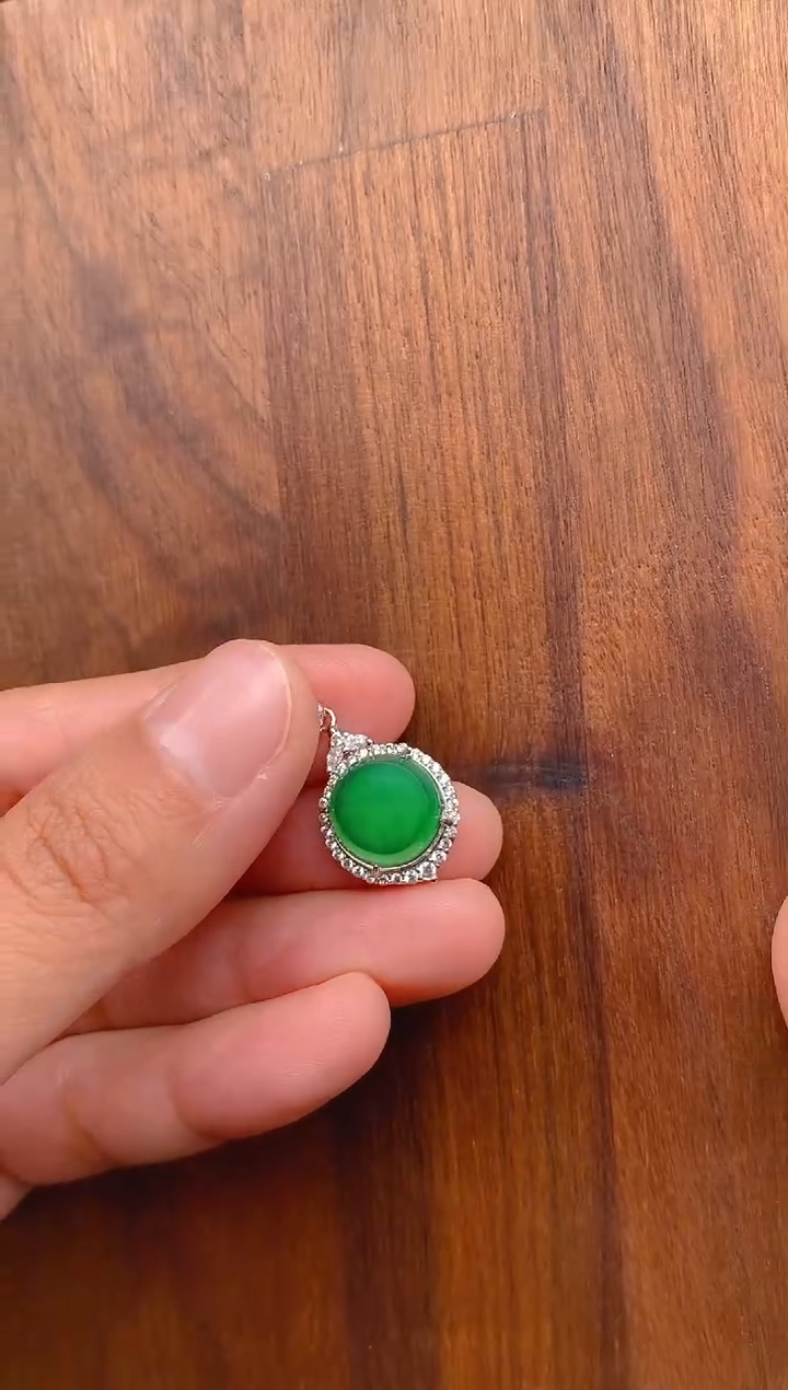 【闪购商品】翡翠吊坠(不含链)银S925镶嵌银色无事牌