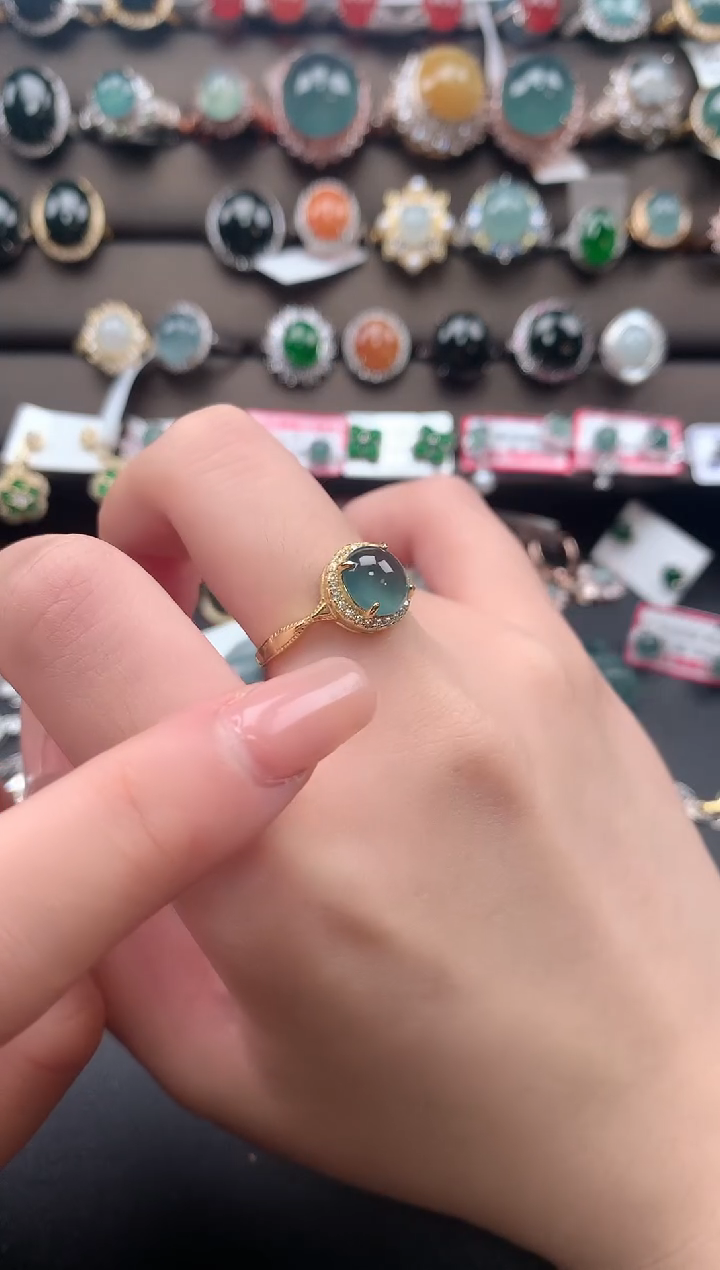 【闪购商品】翡翠戒指银S925镶嵌65145