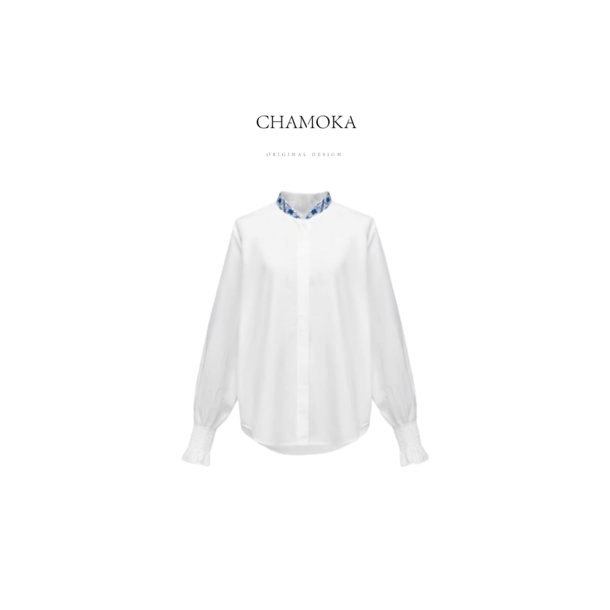 【周日专场】时尚通勤风刺绣宽松显瘦百搭精致拼接衬衫H004