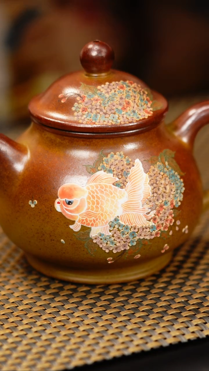 7小鱼柴烧金玉满堂潘壶